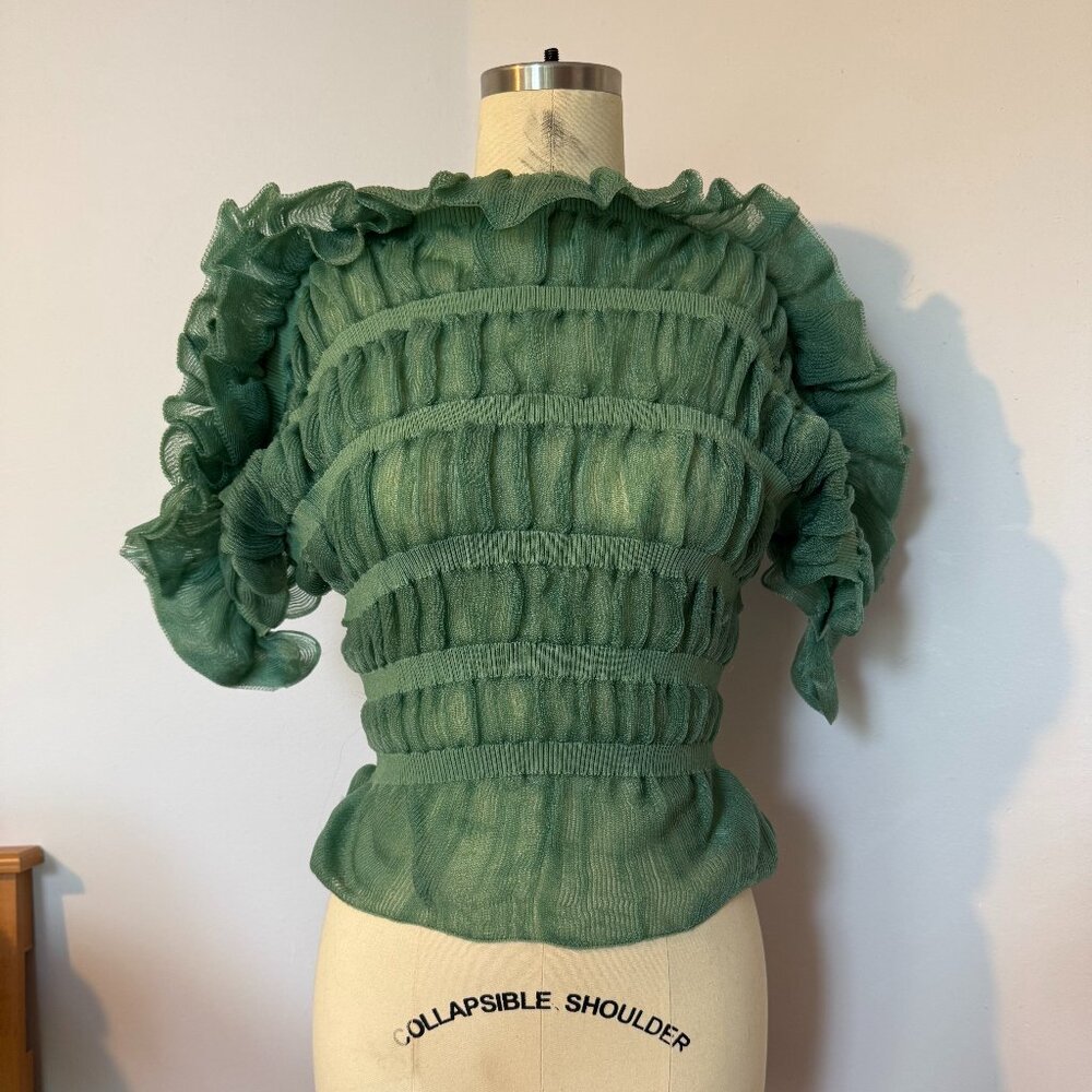 Cult Gaia Roslyn Ruffle Voluminous Top In Green Size XS